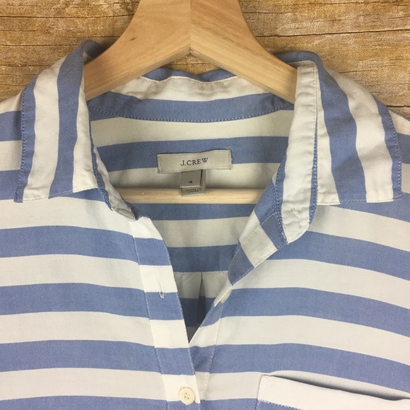 J. Crew Striped Blue White Pull Over Top Sz 4 - Picture 4 of 5